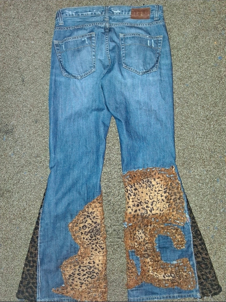 Annagenisi Grid Stitch Boro 1 Of 1 Cheata Print Flar
